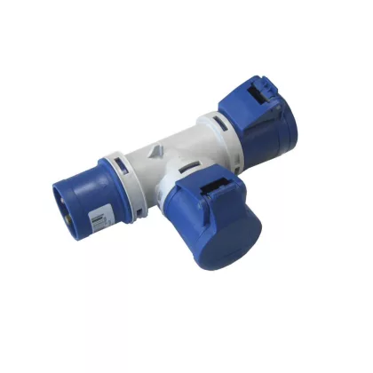   ELMARK EC690702 EC690 ADAPTOR 1 PLUG/2SOCKETS 2P+E 16A IP44, HALOGEN FREE UV RESISTANCE
