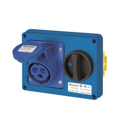   ELMARK EC69292 EC690 HOR. PANEL SOCKET 2P+E 32A WITH SWITCH IP44