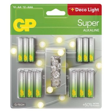 EMOS B0164MC GP Super Alkáli elem AA 12db + AAA 12db + LED fényfüzér