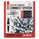   EMOS D1AC01 Alapkészlet Standard sorolható füzérekhez, 10 m, kültéri, hideg fehér, időzítő, max. 12 W, 230 V AC, IP44