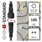   EMOS D1AN01 Standard LED sorolható karácsonyi füzér, 10 m, kültéri, meleg/hideg fehér, időzítő, 1,2 W, 230 V AC, IP44
