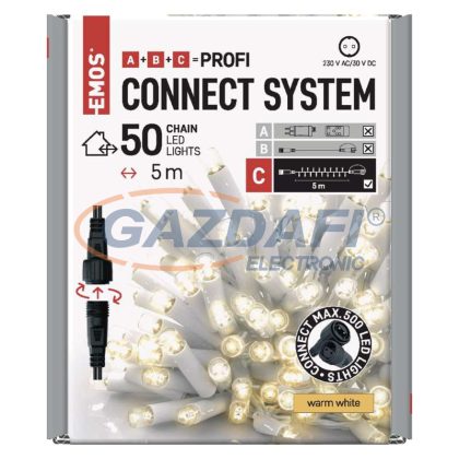   EMOS D2AW02 Profi LED sorolható füzér, fehér, 5 m, kültéri és beltéri, meleg fehér, időzítő, 0,9 W, 230 V AC, IP44