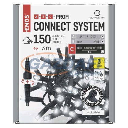   EMOS D2BC01 Profi LED sorolható füzér, fekete – süni, 3 m, kültéri és beltéri, hideg fehér, időzítő, 2 W, 230 V AC, IP44