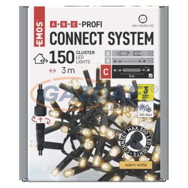 EMOS D2BW01 Profi LED sorolható füzér, fekete – süni, 3 m, kültéri és beltéri, meleg fehér, időzítő, 2 W, 230 V AC, IP44