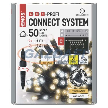 EMOS D2CN01 Profi LED sorolható füzér, villogó – jégcsapok, 3 m, kültéri, meleg/hideg fehér, 0,9 W, 230 V AC, IP44