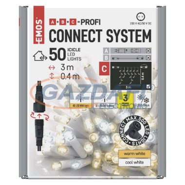 EMOS D2CN02 Profi LED sorolható füzér, villogó, fehér – jégcsapok, 3 m, kültéri, meleg/hideg fehér, 0,9 W, 230 V AC, IP44