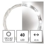   EMOS D3AC02 LED karácsonyi nano fényfüzér, ezüst, 4 m, kültéri és beltéri, hideg fehér, időzítő, 2,4 W, 230 V AC, IP44