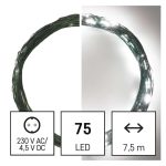   EMOS D3AC04 LED karácsonyi nano fényfüzér, zöld, 7,5 m, kültéri és beltéri, hideg fehér, időzítő, 2,4 W, 230 V AC, IP44