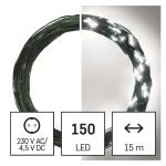   EMOS D3AC05 LED karácsonyi nano fényfüzér, zöld, 15 m, kültéri és beltéri, hideg fehér, időzítő, 3,6 W, 230 V AC, IP44