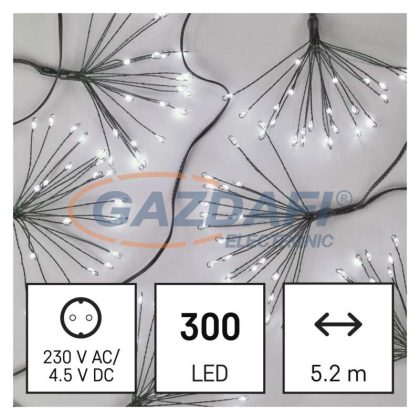   EMOS D3AC09 LED Fényfüzér nano fürtök időzítővel 5.2m 300 LED, beltéri, hideg fehér, 4,5 W, 230 V AC, IP20