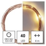   EMOS D3AW01 LED karácsonyi nano fényfüzér, réz, 4 m, kültéri és beltéri, meleg fehér, időzítő, 2,4 W, 230 V AC, IP44