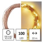   EMOS D3AW02 LED karácsonyi nano fényfüzér, réz, 10 m, kültéri és beltéri, meleg fehér, időzítő, 3,6 W, 230 V AC, IP44
