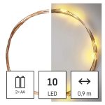   EMOS D3AW06 LED karácsonyi nano fényfüzér, réz, 0,9 m, 2x AA, beltéri, meleg fehér, időzítő, 0,6 W, elem (2× AA), IP20
