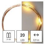   EMOS D3AW07 LED karácsonyi nano fényfüzér, 1,9 m, 2x AA, beltéri, meleg fehér, időzítő, 1,28 W, elem (2× AA), IP20