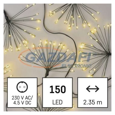 EMOS D3AW09 LED fényfüzér – fürtök, nano, 2,35 m, beltéri, meleg fehér, időzítő, 2,7 W, 230 V AC, IP20