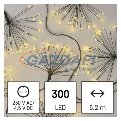   EMOS D3AW10 LED fényfüzér – fürtök, nano, 5,2 m, beltéri, meleg fehér, időzítő, 4,5 W, 230 V AC, IP20