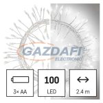   EMOS D3FC01 LED karácsonyi nano fényfüzér – süni, 2,4 m, 3x AA, beltéri, hideg fehér, időzítő, 0,9 W, elem (3× AA), IP20
