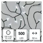   EMOS D4AC06 LED karácsonyi fényfüzér, 50 m, kültéri és beltéri, hideg fehér, időzítő, 9 W, 230 V AC, IP44