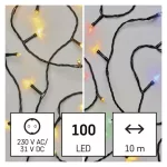   EMOS D4AH01 LED karácsonyi fényfüzér 2 az 1-ben, 10 m, kültéri és beltéri, meleg fehér/többszínű, prog, 3,6 W, 230 V AC, IP44