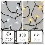   EMOS D4AL05 LED karácsonyi fényfüzér 2 az 1-ben, 10 m, kültéri és beltéri, meleg/hideg fehér, progr., 3,6 W, 230 V AC, IP44