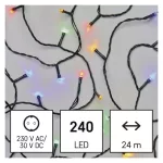   EMOS D4AM10 LED karácsonyi fényfüzér, 24 m, kültéri és beltéri, többszínű, programokkal, 3,6 W, 230 V AC, IP44