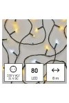 EMOS D4AN01 LED karácsonyi fényfüzér, villogó, 8 m, kültéri és beltéri, meleg/hideg fehér, időzítő, 3,6 W, 230 V AC, IP44