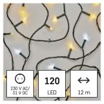   EMOS D4AN02 LED karácsonyi fényfüzér, villogó, 12 m, kültéri és beltéri, meleg/hideg fehér, időzítő, 3,6 W, 230 V AC, IP44