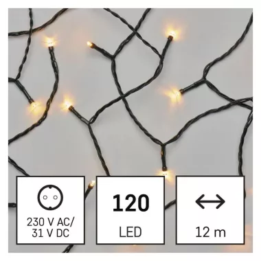 EMOS D4AV03 LED karácsonyi fényfüzér, 12 m, kültéri és beltéri, vintage, időzítő, 3,6 W, 230 V AC, IP44