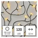   EMOS D4AW03 LED karácsonyi fényfüzér, 12 m, kültéri és beltéri, meleg fehér, időzítő, 3,6 W, 230 V AC, IP44