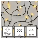   EMOS D4AW06 LED karácsonyi fényfüzér, 50 m, kültéri és beltéri, meleg fehér, időzítő, 9 W, 230 V AC, IP44