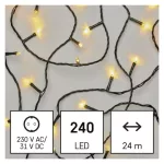   EMOS D4AW08 LED karácsonyi fényfüzér, 24 m, kültéri és beltéri, meleg fehér, programokkal, 3,6 W, 230 V AC, IP44