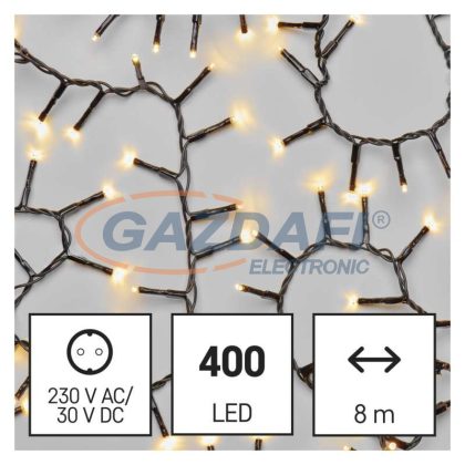   EMOS D4BW02 LED karácsonyi fényfüzér – süni, 8 m, kültéri és beltéri, meleg fehér, időzítő, 6 W, 230 V AC, IP44