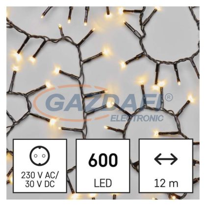 EMOS D4BW03 LED karácsonyi fényfüzér – süni, 12 m, kültéri és beltéri, meleg fehér, időzítő, 7,2 W, 230 V AC, IP44