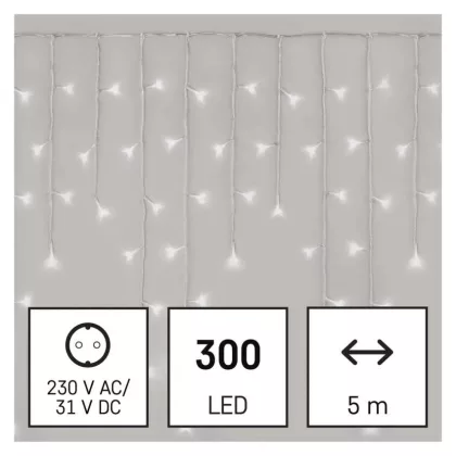 EMOS D4CC02 LED karácsonyi jégcsapok, 5 m, kültéri és beltéri, hideg fehér, távirányító, progr, időzítő, 6 W, 230 V AC, IP44