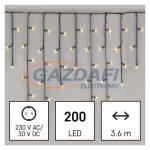   EMOS D4CW01 LED karácsonyi jégcsapok, 3,6 m, kültéri és beltéri, meleg fehér, programokkal, 6 W, 230 V AC, IP44