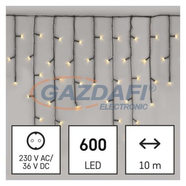 EMOS D4CW03 LED karácsonyi jégcsapok, 10 m, kültéri és beltéri, meleg fehér, programokkal, 9 W, 230 V AC, IP44