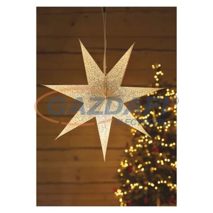   EMOS DCAZ08 LED papírcsillag, függeszthető, arany csillámporos középen, fehér, 60 cm, beltéri, E14, 230 V AC, IP20