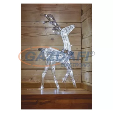 EMOS DCFC07 LED karácsonyi 3D rénszarvas, 76 cm, beltéri, hideg fehér, időzítő,  2,4 W, 230 V AC, IP20