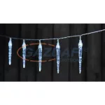   EMOS DCGC01 LED karácsonyi fényfüzér – 10x jégcsap 10cm, 1,35 m, 2x AA, beltéri, hideg fehér, időzítő,  0,6 W, elem (2× AA), IP20