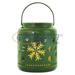   EMOS DCLV12 LED dekoráció – lámpa hópelyhekkel, fém, zöld, 14 cm, 3x AAA, beltéri, vintage, 0, 06 W, elem (3× AAA), IP20