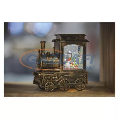   EMOS DCLW05 LED Karácsonyi "hógömb"- Mozdony 17x16 cm, 3x AA, beltéri, meleg fehér, időzítő,  1 W, elem (3× AA), IP20