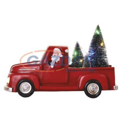   EMOS DCLW09 LED Karácsonyi dekoráció – Télapó autóban karácsonyfával, 10cm, 3x AA, beltéri, többszínű,  0,22 W, elem (3× AA), IP20