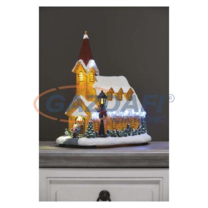   EMOS DCLW12 LED Karácsonyi dekoráció - Havas templom 26cm, 3xAA, beltérre, meleg fehér,  0,45 W, elem (3× AA), IP20