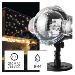   EMOS DCPC03 LED dekoráció projektor – hulló hópelyhek, kültéri és beltéri, fehér,  3,6 W, 230 V AC, IP44