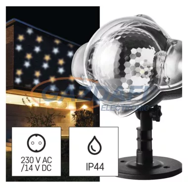 EMOS DCPN01 LED dekoráció projektor – csillagok, kültéri és beltéri, meleg/hideg fehér, 4 W, 230 V AC, IP44 EMOS DCPN01 LED dekoráció projektor – csillagok, kültéri és beltéri, meleg/hideg fehér, 4 W, 230 V AC, IP44