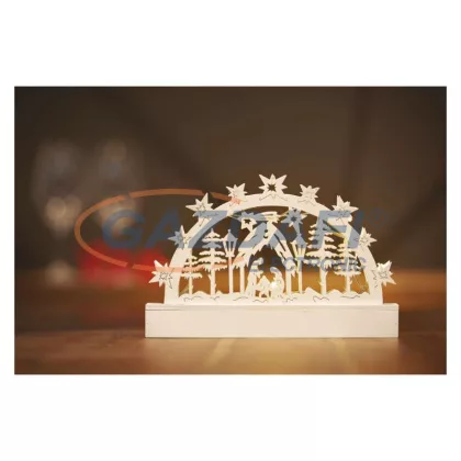   EMOS DCWW04 LED karácsonyi betlehem, fa, 14 cm, 3x AA, beltéri, meleg fehér, időzítő,  0,2 W, elem (3× AA), IP20