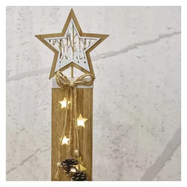 EMOS DCWW10 LED dekoráció, fa – csillagok, 48 cm, 2x AA, beltéri, meleg fehér, időzítő,  0,3 W, elem (2× AA), IP20