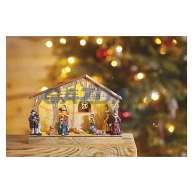 EMOS DCWW14 LED karácsonyi betlehem, fa, 19 cm, 3x AA, beltéri, meleg fehér, időzítő,  0,36 W, elem (3× AA), IP20