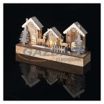   EMOS DCWW16 LED karácsonyi házikók, fa, 17 cm, 2x AA, beltéri, meleg fehér, időzítő,  0,3 W, elem (2× AA), IP20