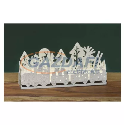   EMOS DCWW19 LED dekoráció, fa – mozdony, vonat, 14 cm, 2x AA, beltéri, meleg fehér, időzítő,  0,6 W, elem (2× AA), IP20